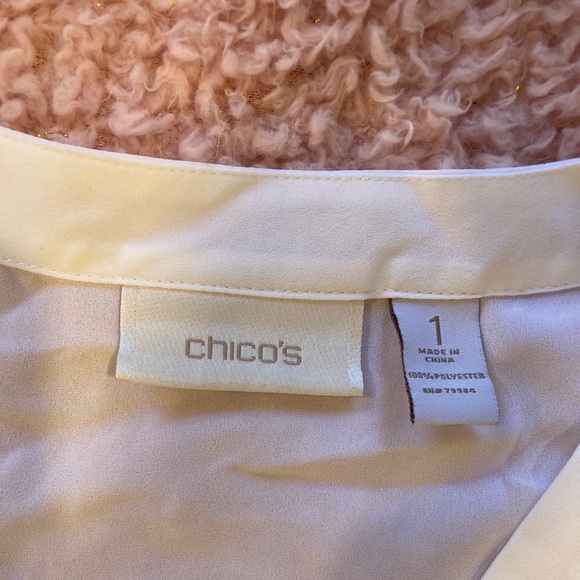Chico’s Almost Sheer White Blouse Size 1 Career Sexy Office Work - Picture 3 of 3